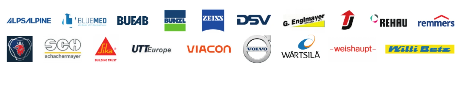 Logos of companies located near the Biatorbágy industrial park