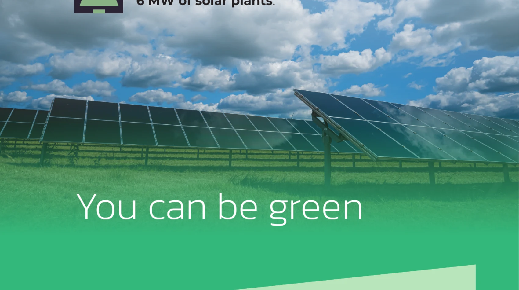 Solar panels under a cloudy sky with green overlay