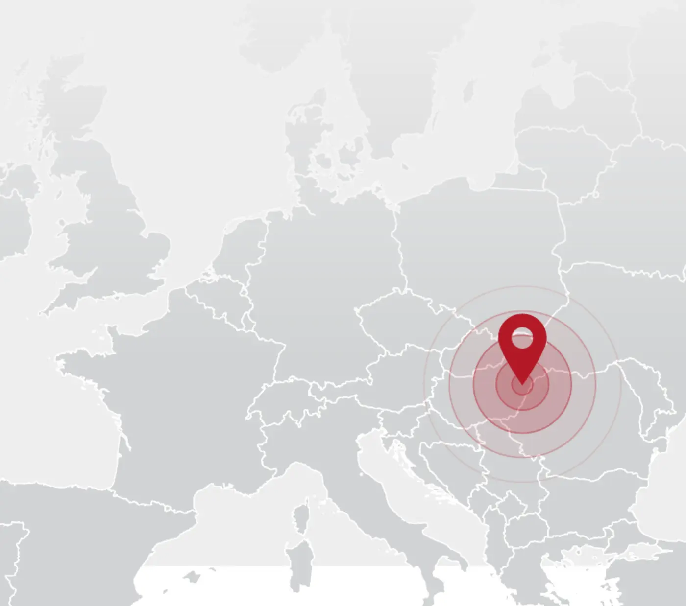 Map of Europe marking the Debrecen region in eastern Hungary.
